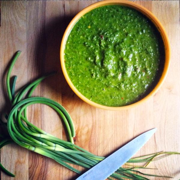 garlic scape chimichurrie