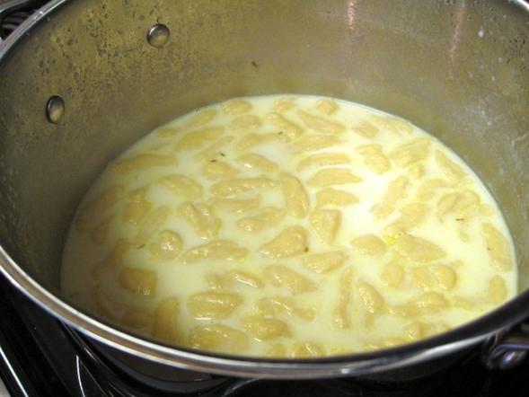 Knoephla dumplings added to soup