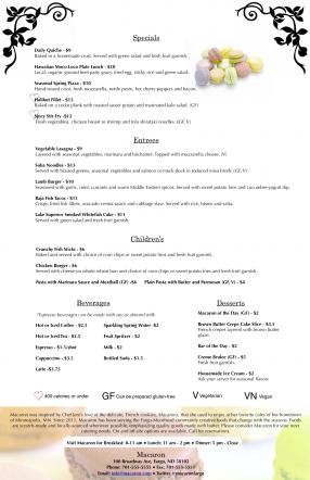 The second page of my final menu planning project (first page at top)